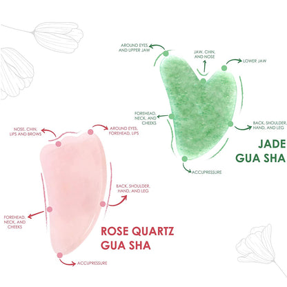Gua Sha Facial Tools FUASHA - Premium 2-In-1 Jade & Rose Quartz Gua Sha Set - Lymphatic Drainage Scraping Massage Stone - Guasha Tool for Face - Facial Tools Sculpting Pack Health & Beauty > Personal Care > Cosmetics > Cosmetic Tools > Skin Care Tools Fuasha   