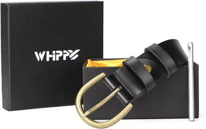 Women Leather Belt for Pants Dress Jeans Waist Belt with Brushed Alloy Buckle by WHIPPY Apparel & Accessories > Clothing Accessories > Belts WHIPPY   