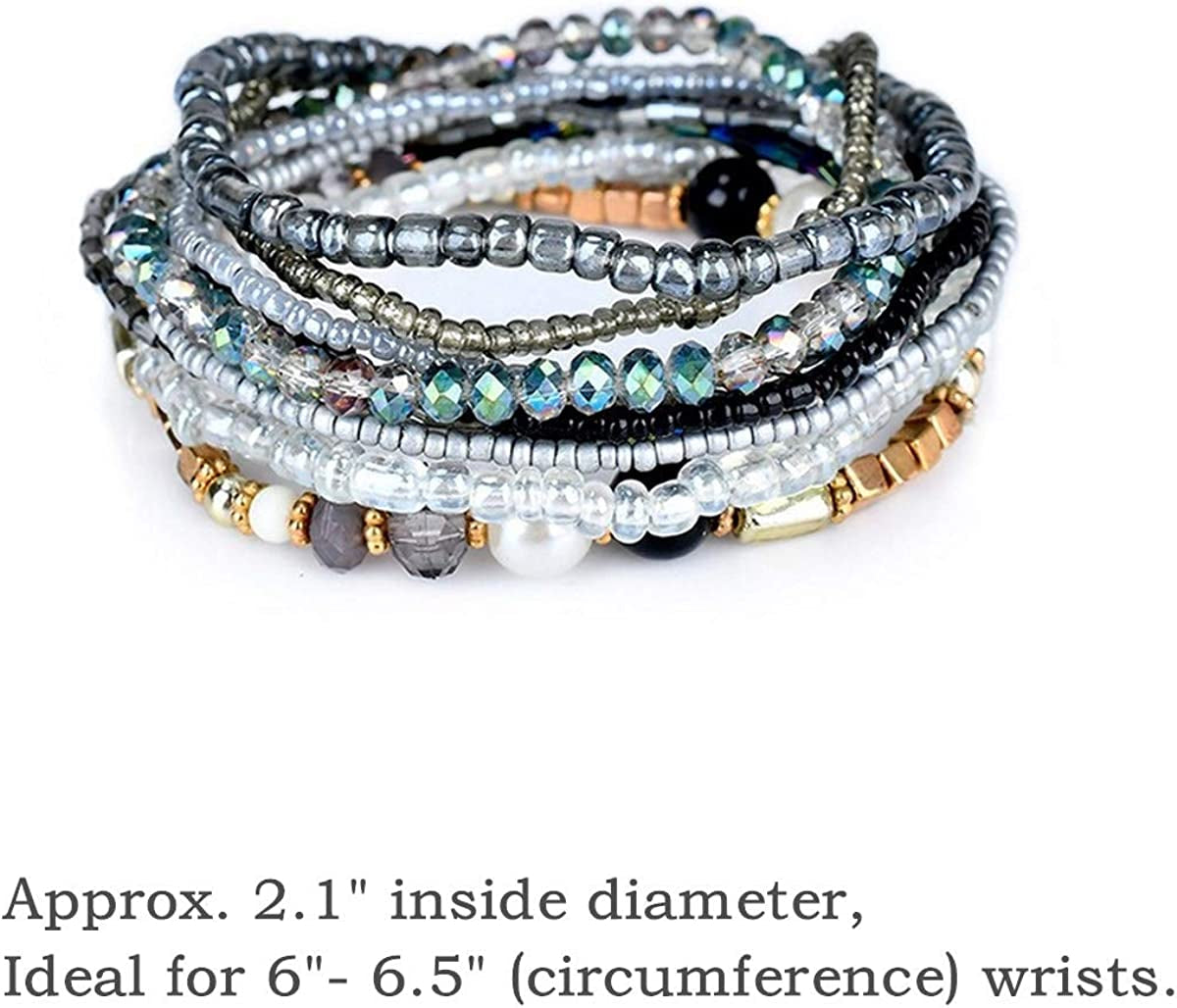 Mengpa Stackable Beaded Bracelets for Women Girls Bohemian Layering Strand Statement Jewelry Apparel & Accessories > Jewelry > Bracelets MengPa   