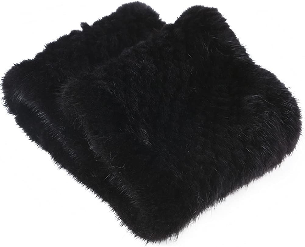 Valpeak Womens Winter Mittens Knitted Mink Fur Gloves Fingerless Arm Warmers Cold Weather Elasticity Apparel & Accessories > Clothing Accessories > Gloves & Mittens Valpeak   