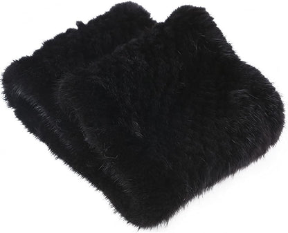 Valpeak Womens Winter Mittens Knitted Mink Fur Gloves Fingerless Arm Warmers Cold Weather Elasticity Apparel & Accessories > Clothing Accessories > Gloves & Mittens Valpeak   