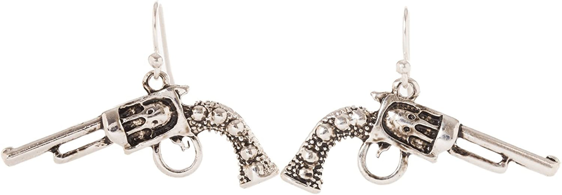 Artisan Owl - Six Shooter Gun Pistol Old West Dangle Earrings Apparel & Accessories > Jewelry > Earrings Artisan Owl   