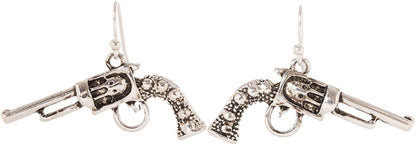 Artisan Owl - Six Shooter Gun Pistol Old West Dangle Earrings Apparel & Accessories > Jewelry > Earrings Artisan Owl   