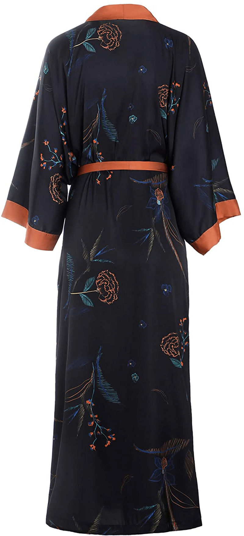 Aensso Long Silky Kimono Robes for Women, Lightweight & Soft Floral Bridal Robe Apparel & Accessories > Clothing > Sleepwear & Loungewear > Robes Aensso   
