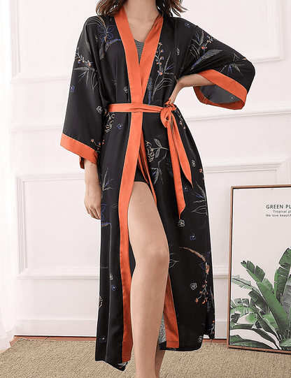 Aensso Long Silky Kimono Robes for Women, Lightweight & Soft Floral Bridal Robe Apparel & Accessories > Clothing > Sleepwear & Loungewear > Robes Aensso   