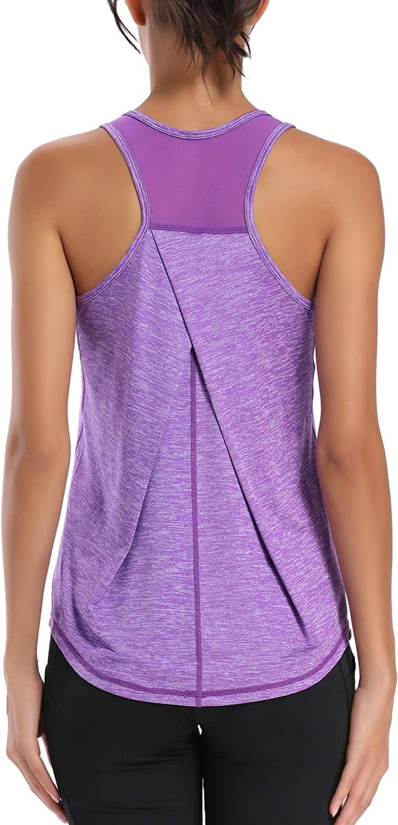 Aeuui Womens Workout Tops for Women Racerback Tank Tops Mesh Yoga Shirts Athletic Running Tank Tops Sleeveless Gym Clothes Purple / Small