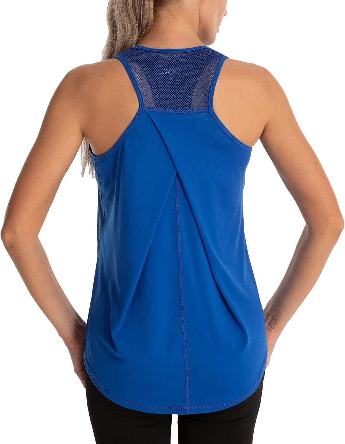 Aeuui Womens Workout Tops for Women Racerback Tank Tops Mesh Yoga Shirts Athletic Running Tank Tops Sleeveless Gym Clothes Dark Blue / Small