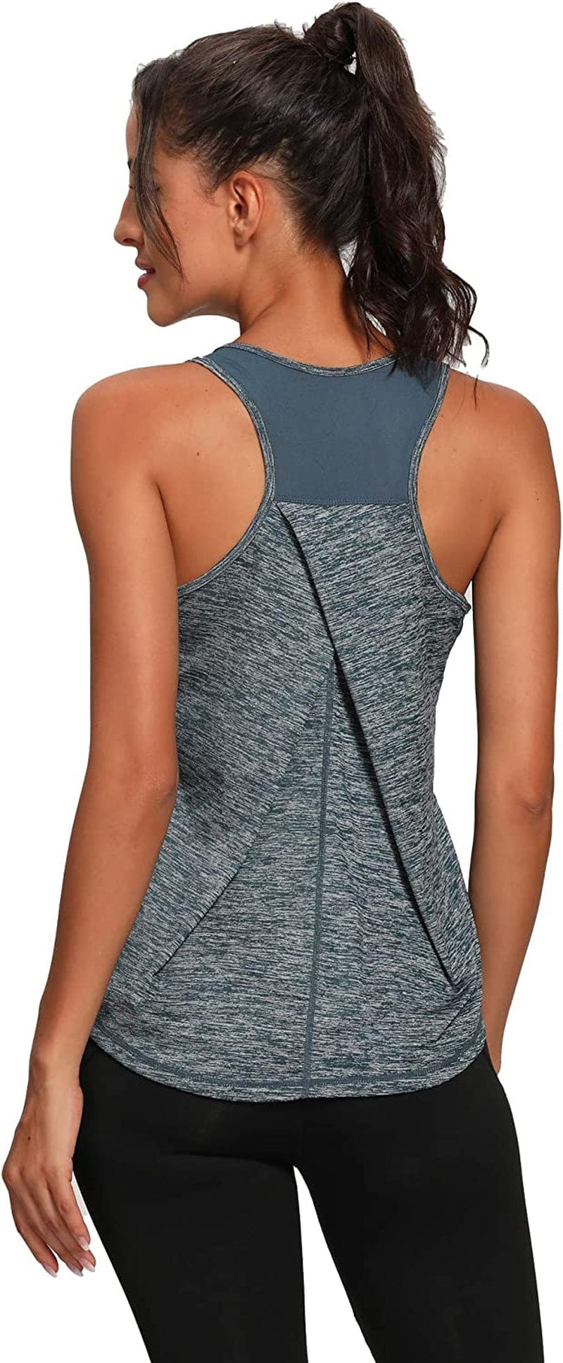 Aeuui Womens Workout Tops for Women Racerback Tank Tops Mesh Yoga Shirts Athletic Running Tank Tops Sleeveless Gym Clothes Blue Black / Small