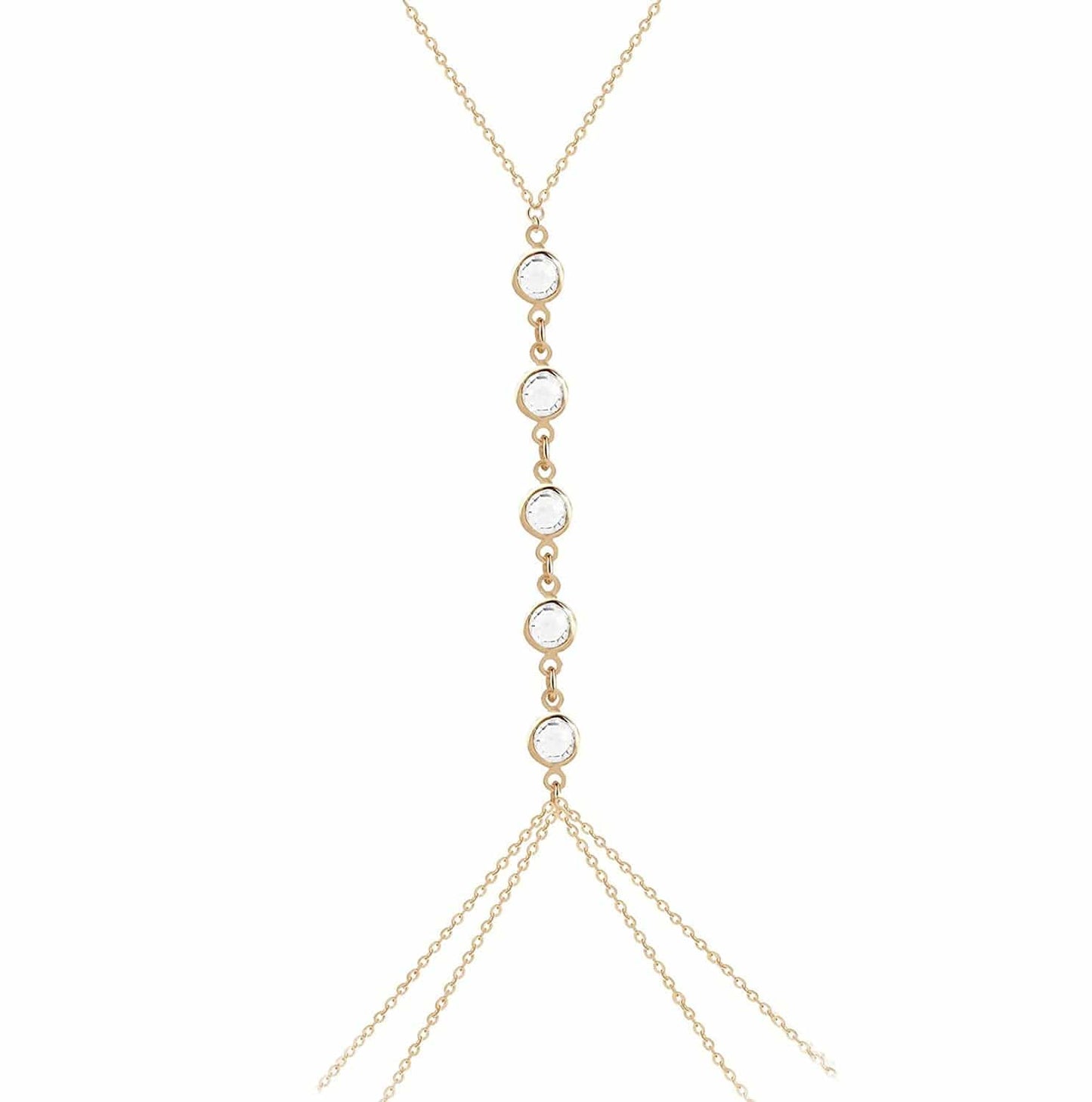 Aezlhjya Sexy Crystal Body Chain Belly Chain, Layering Dainty Body Chain, Bikini Body Chains Jewelry with Crystal Stone for Women Girls (Body C-09) Gold Apparel & Accessories > Jewelry > Body Jewelry Aezlhjya   