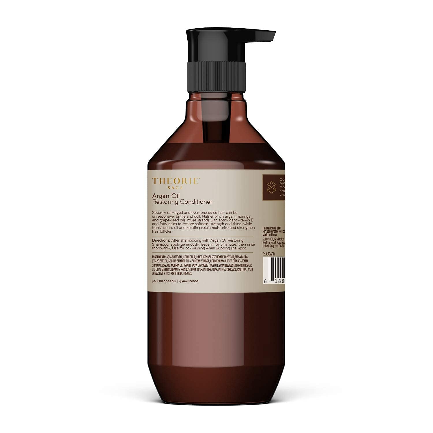 THEORIE Argan Oil Ultimate Restoring Conditioner - Rejuvenates Dry, Brittle, and Over-Processed Hair - Nutrient-Rich and Sulfate Free Restorative Haircare, Safe for Color & Keratin Treated Hair, 800Ml Health & Beauty > Personal Care > Hair Care Theorie   