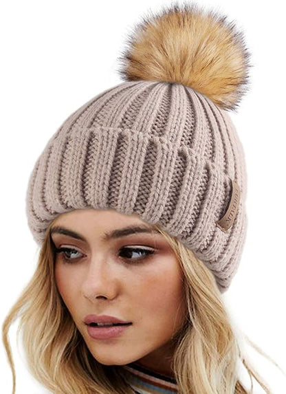 FURTALK Womens Winter Knitted Beanie Hat with Faux Fur Pom Warm Knit Skull Cap Beanie for Women… Apparel & Accessories > Clothing Accessories > Hats KYLIE MAX   