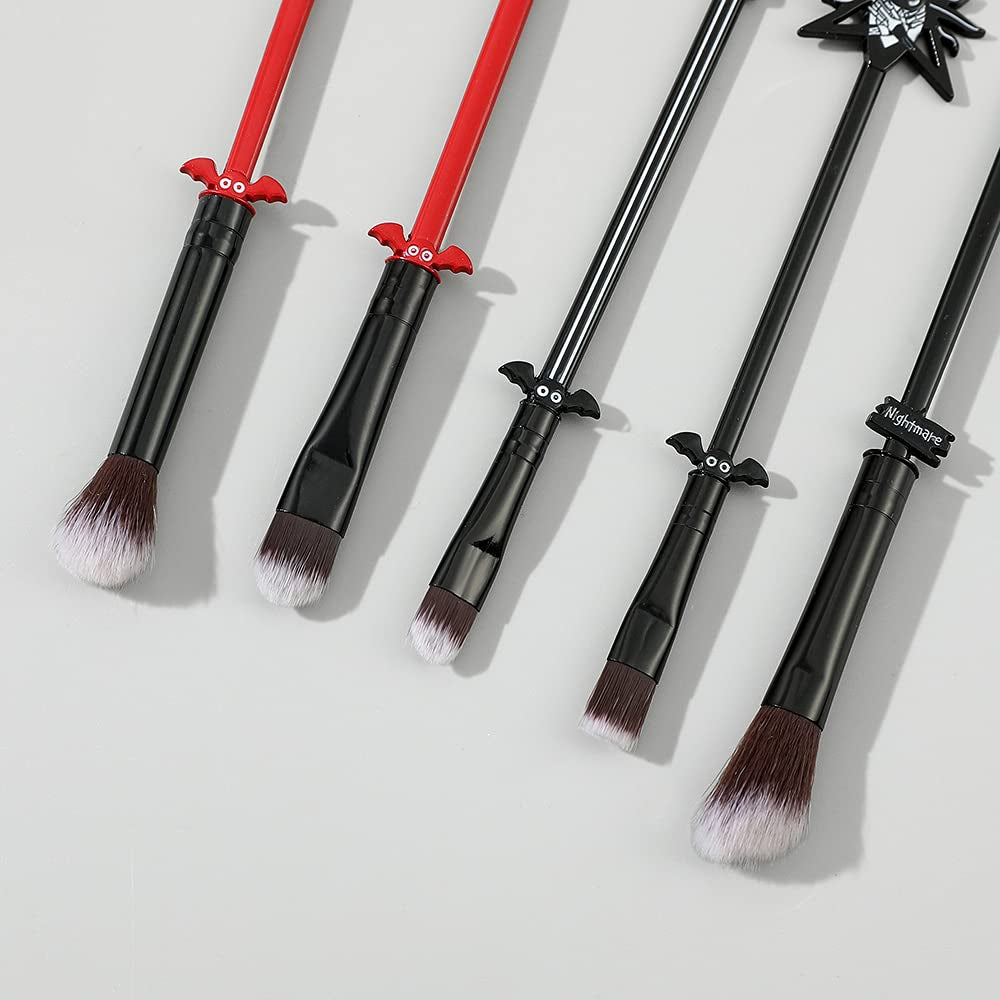 Nightmare before Christmas Makeup Brushes - 5Pcs Corpse Bride Anime Make up Brush Set Silver Drawstring Bag Included Health & Beauty > Personal Care > Cosmetics > Cosmetic Tools > Makeup Tools rongji jewelry   