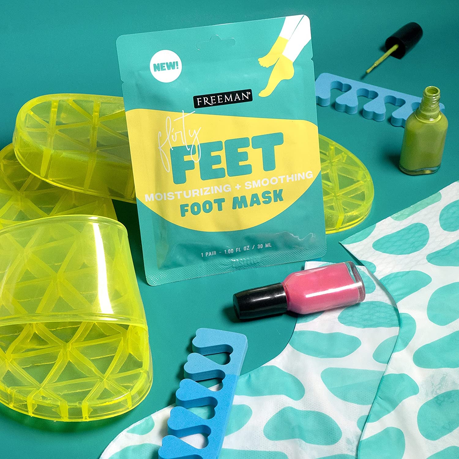 Freeman Beauty Flirty Feet Moisturizing + Soothing Foot Sheet Masks, Foot Care for Dry Feet, 6Pk Sachets Health & Beauty > Personal Care > Foot Care FREEMAN   
