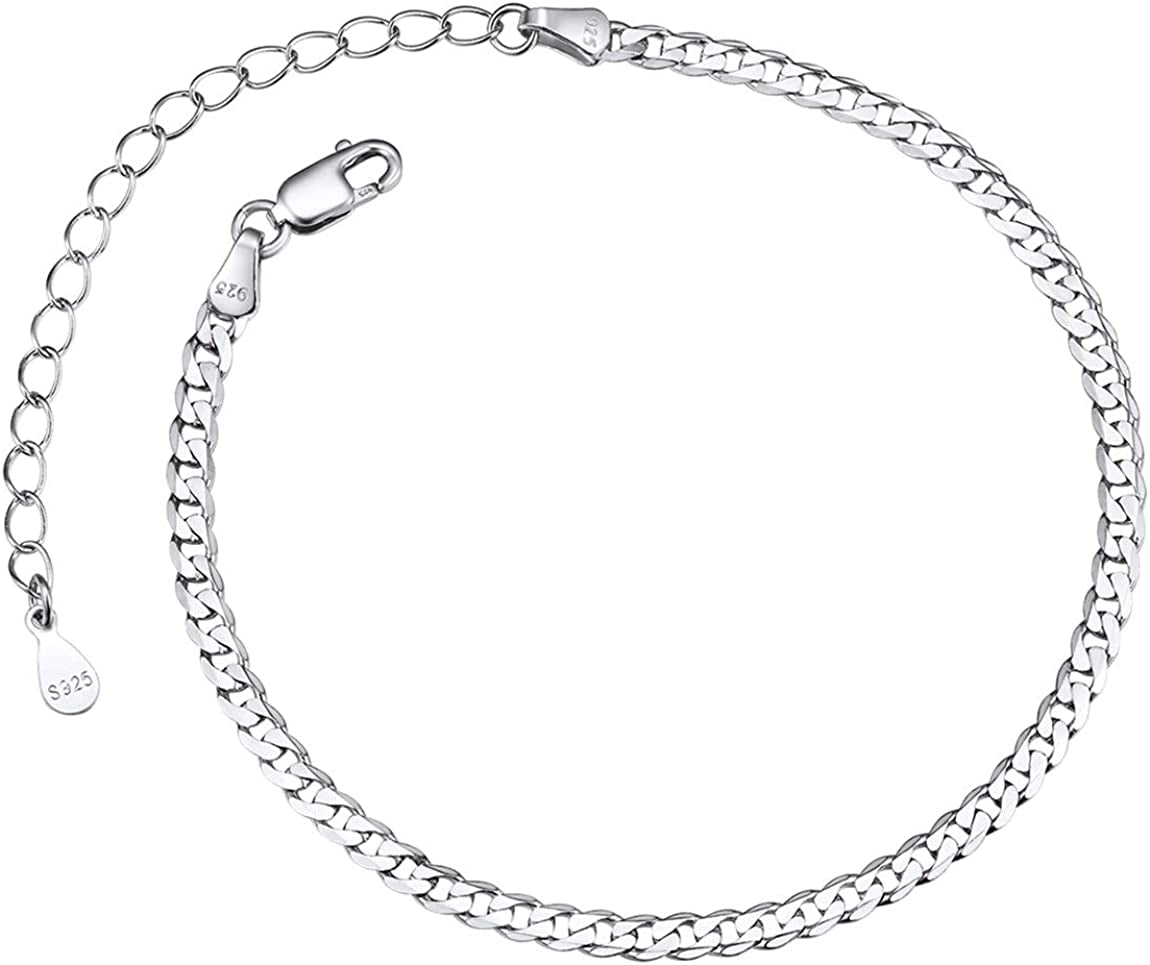 Chainspro Resizable Anklet Chain for Women Men, Figaro/Wheat/Twist Rope/Cuban Foot Bracelet-Strong with Good Clasp-18K Gold Plated(Send Gift Box) Apparel & Accessories > Jewelry > Anklets ChainsPro 16-21CM (Cuban)-silver  