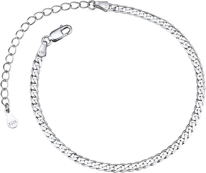 Chainspro Resizable Anklet Chain for Women Men, Figaro/Wheat/Twist Rope/Cuban Foot Bracelet-Strong with Good Clasp-18K Gold Plated(Send Gift Box) Apparel & Accessories > Jewelry > Anklets ChainsPro 16-21CM (Cuban)-silver  