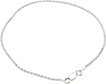 Sterling Silver 1.5Mm Diamond-Cut Rope Nickel Free Chain Anklet Italy, 11" Apparel & Accessories > Jewelry > Anklets Bracelets, Anklets by Joyful Creations   