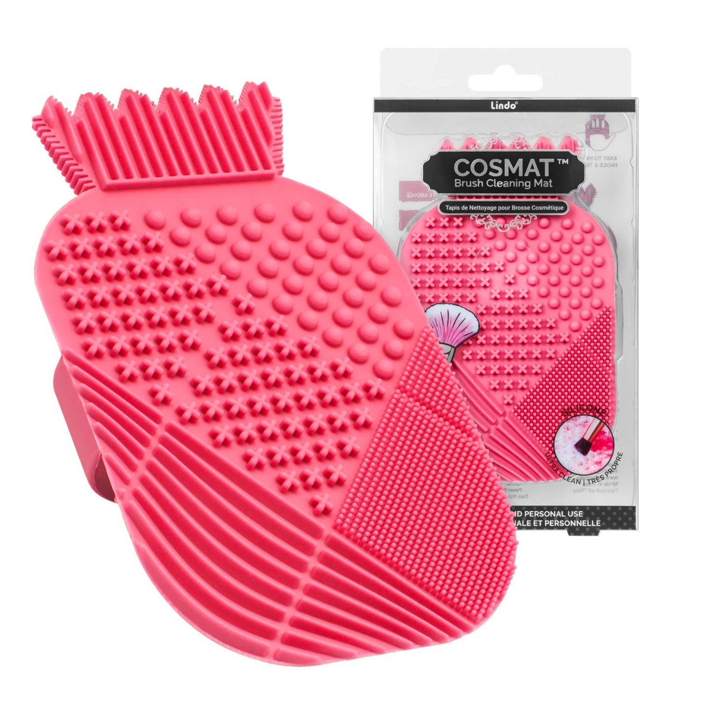 Lindo Cosmat Makeup Brush Cleaning Mat - Silicone Brush Scrubber, Portable Washing Tool with Handle (Purple) Health & Beauty > Personal Care > Cosmetics > Cosmetic Tools > Makeup Tools Lindo Pink  