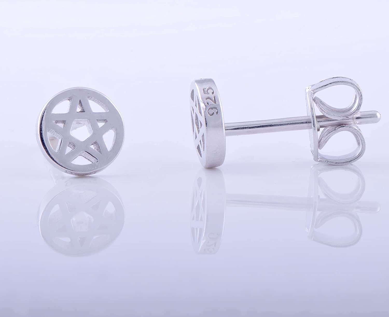 Silvercloseout 925 Sterling Silver Small Pentacle Star Studs Pentagram Stud Earrings for Women & Girls Apparel & Accessories > Jewelry > Earrings SILVERCLOSEOUT   
