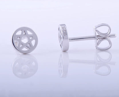 Silvercloseout 925 Sterling Silver Small Pentacle Star Studs Pentagram Stud Earrings for Women & Girls Apparel & Accessories > Jewelry > Earrings SILVERCLOSEOUT   