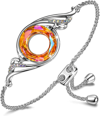 Kate Lynn "Rise from the Ashes" Phoenix Bracelet Made with Crystals from Austria, Adjustable Slider Bracelet for Women, Packaged with Jewelry Box, Christmas Gifts Birthday Gifts for Women, Symbol of Luck and Renewal Apparel & Accessories > Jewelry > Bracelets Kate Lynn Astral Orange  