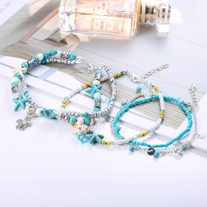 LOYALLOOK 18Pcs Anklet Bracelets for Womens Ankle Chain Turtle Wave Anklet Beach Ankle Bracelets Foot Jewelry for Women Apparel & Accessories > Jewelry > Anklets LOYALLOOK   