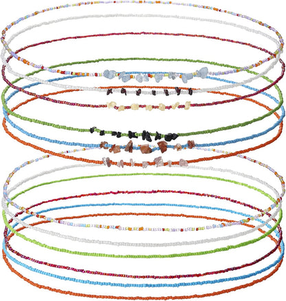 Taouzi 8-12Pcs Waist Beads for Women Weight Loss Colorful Beaded Body Chain Handmade Boho Waist Chains Belly Bead Body Chain Jewelry for Women Apparel & Accessories > Jewelry > Body Jewelry Taouzi Style6 12Pcs 31.5Inch  