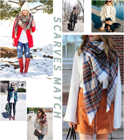 Dimore Trendy Plaid Blanket Scarf Women Big Oversized Long Scarves Apparel & Accessories > Clothing Accessories > Scarves & Shawls Dimore   
