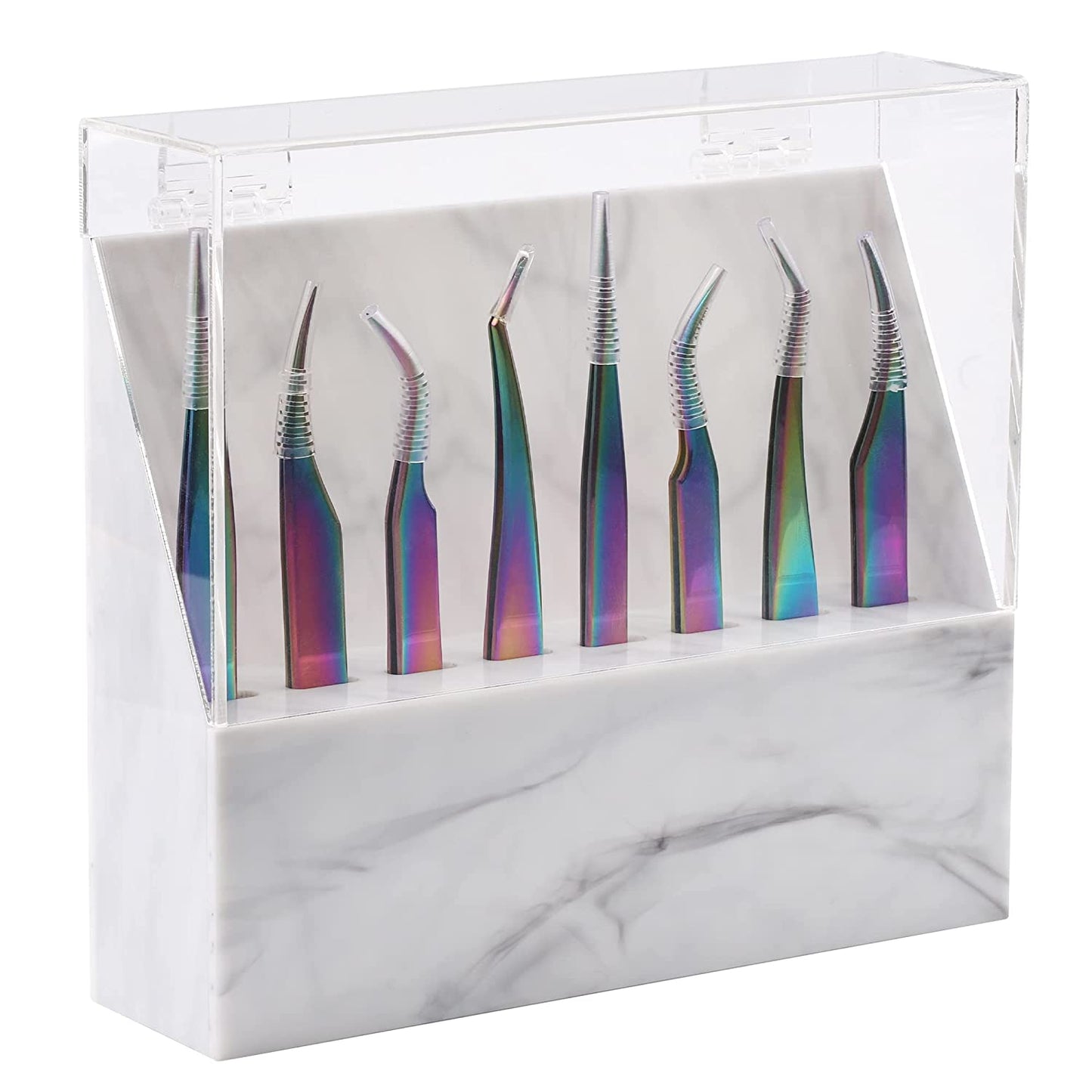 Eyelash Extension Supplies Acrylic Lashes-Holder Pad Eye Individual Lashes Makeup Tools Palette 1Pcs Lash Extension Glue Pallet Holder Card Professional Salon Use by GEMERRY Health & Beauty > Personal Care > Cosmetics > Cosmetic Tools > Makeup Tools GEMERRY 1pcs White Marble Dust-proof Tweezers Holder (8 slots)  