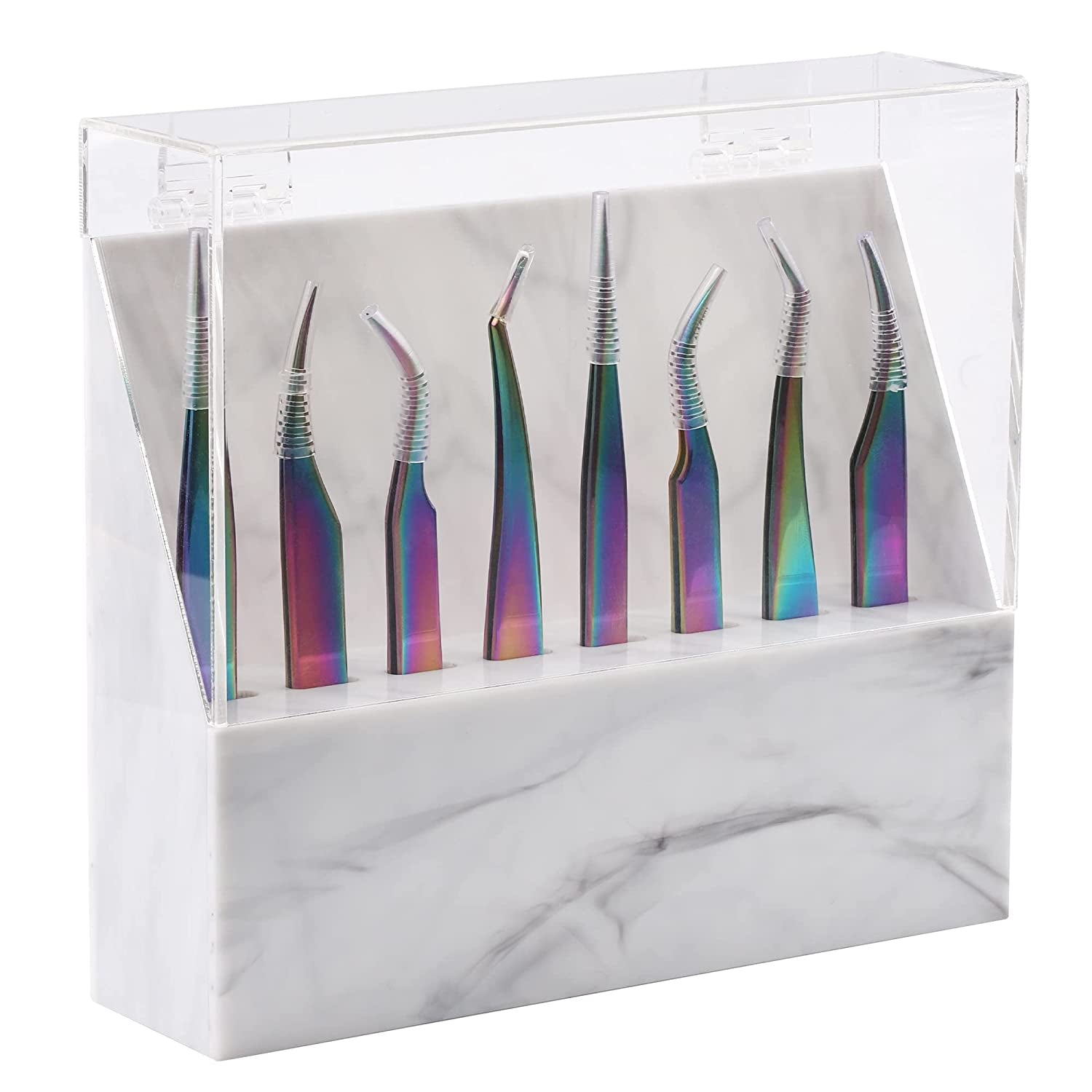 Eyelash Extension Supplies Acrylic Lashes-Holder Pad Eye Individual Lashes Makeup Tools Palette 1Pcs Lash Extension Glue Pallet Holder Card Professional Salon Use by GEMERRY Health & Beauty > Personal Care > Cosmetics > Cosmetic Tools > Makeup Tools GEMERRY 1pcs White Marble Dust-proof Tweezers Holder (8 slots)  