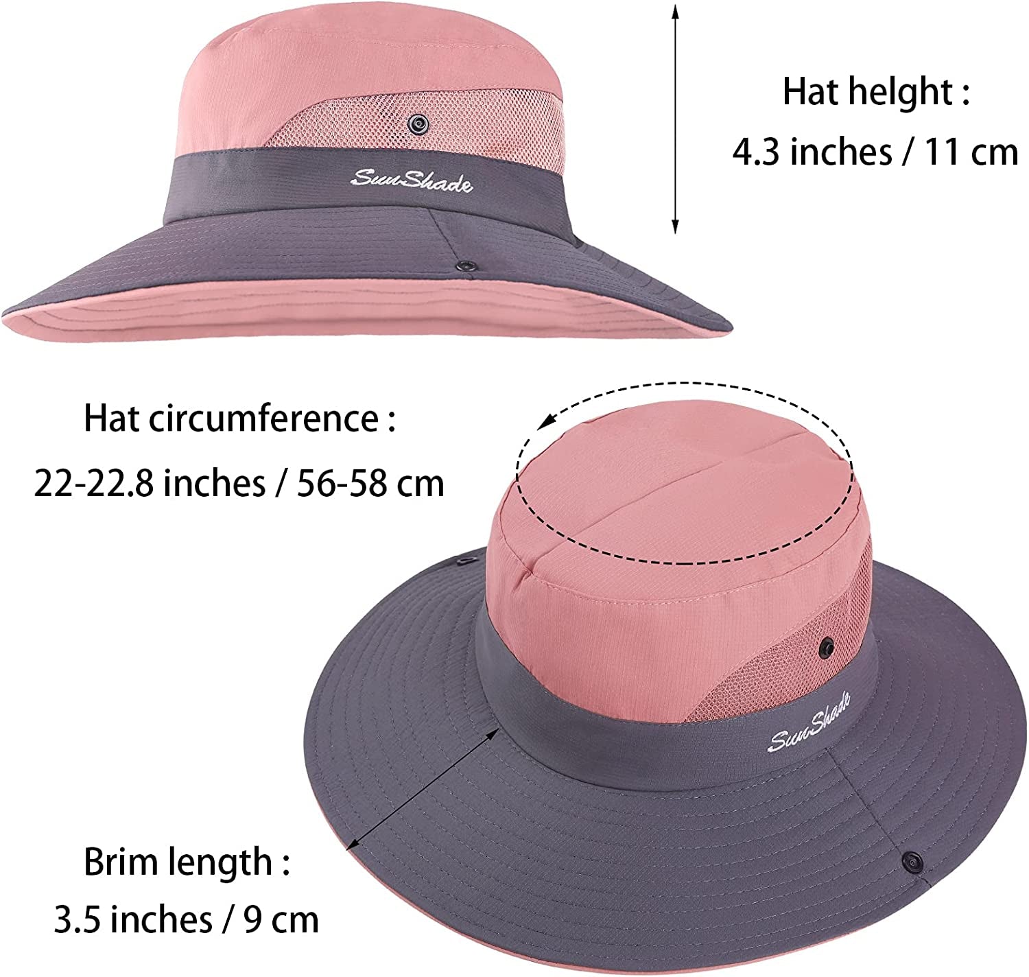 Cooraby Women Summer Sun Hat Ponytail Hole Cap Wide Brim Adjustable Hat Apparel & Accessories > Clothing Accessories > Hats Cooraby   