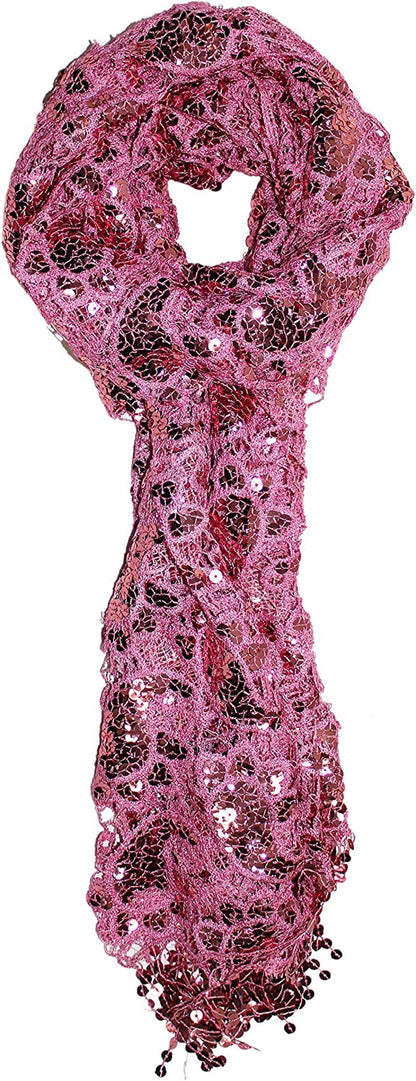 Ted & Jack - Luxe Bedazzled Sequin and Sparkle Scarf Apparel & Accessories > Clothing Accessories > Scarves & Shawls Ted and Jack Pink  