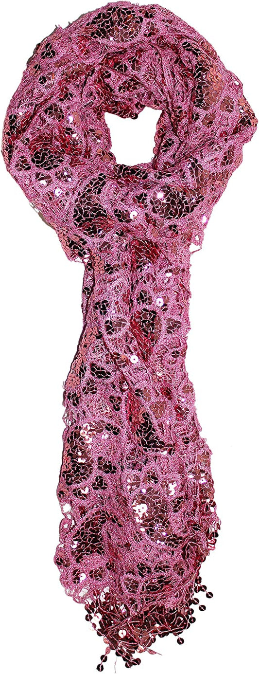 Ted & Jack - Luxe Bedazzled Sequin and Sparkle Scarf Apparel & Accessories > Clothing Accessories > Scarves & Shawls Ted and Jack Pink  