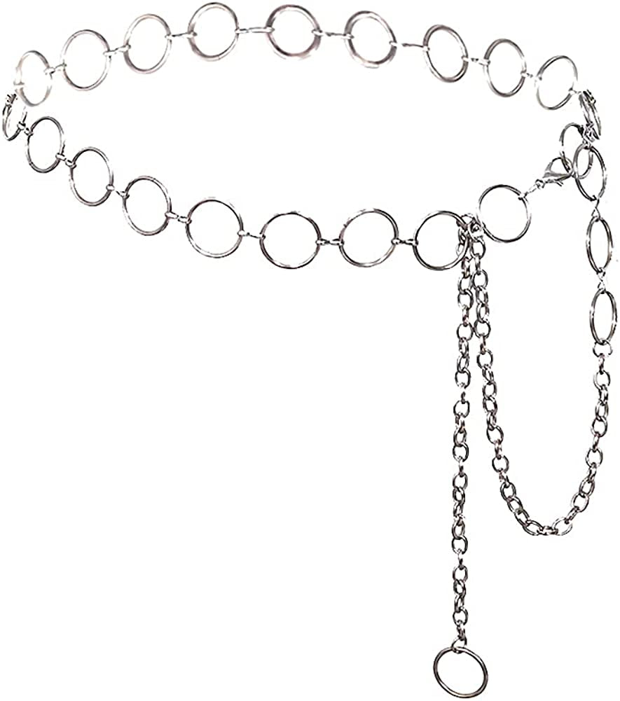 Eyraevor Women Long Tassel Waist Chain Belt Multilayer Body Belly Chain for Dress Apparel & Accessories > Jewelry > Body Jewelry Eyraevor Silver Circle-41inch  