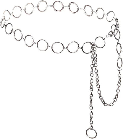 Eyraevor Women Long Tassel Waist Chain Belt Multilayer Body Belly Chain for Dress Apparel & Accessories > Jewelry > Body Jewelry Eyraevor Silver Circle-41inch  
