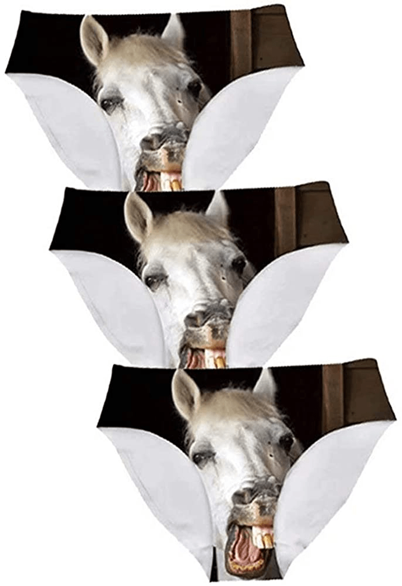 AFPANQZ Womens Underwear Mid Waist Brief Ladies Panties Seamless Breathable Lingerie 3 Pack plus Size Apparel & Accessories > Clothing > Underwear & Socks > Underwear AFPANQZ Horses Small 