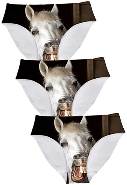 AFPANQZ Womens Underwear Mid Waist Brief Ladies Panties Seamless Breathable Lingerie 3 Pack plus Size Apparel & Accessories > Clothing > Underwear & Socks > Underwear AFPANQZ Horses Small 