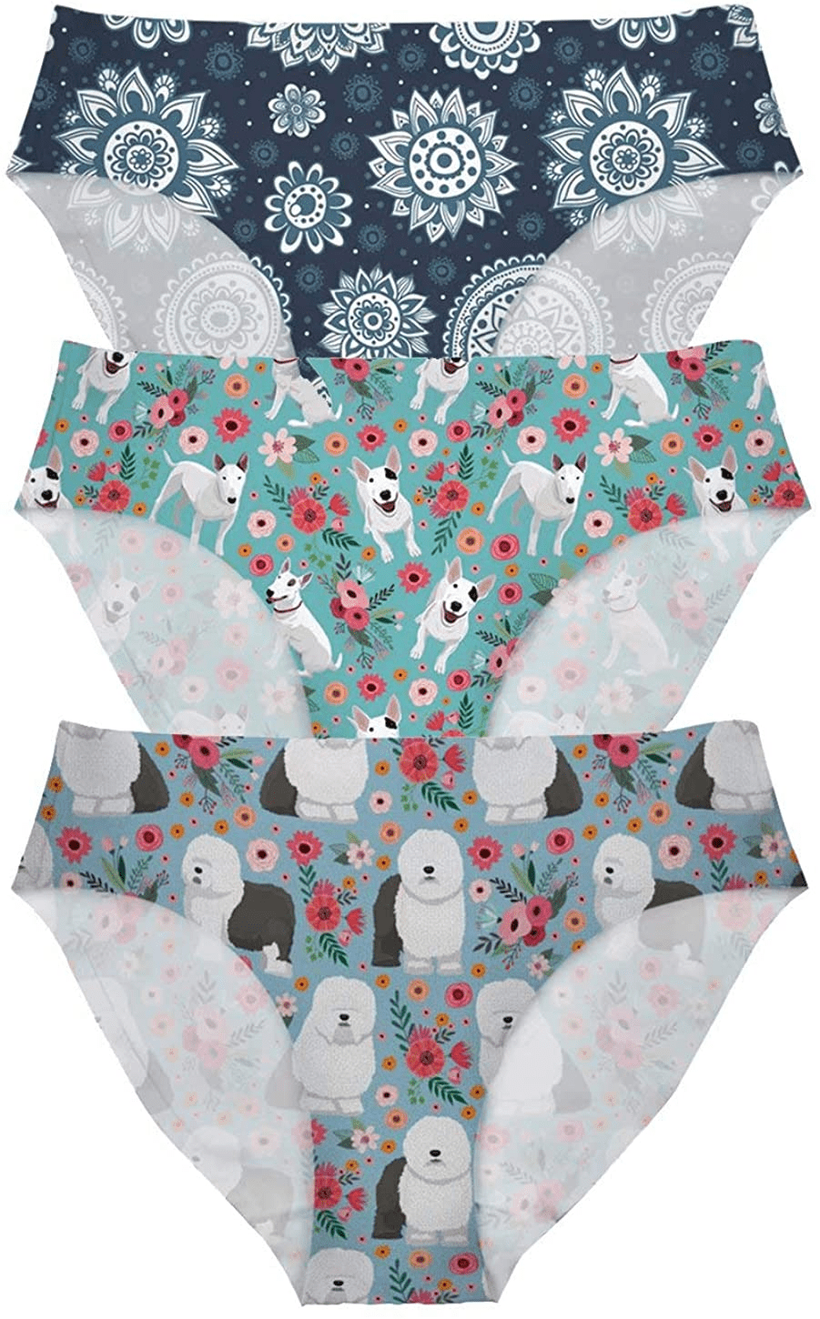 AFPANQZ Womens Underwear Mid Waist Brief Ladies Panties Seamless Breathable Lingerie 3 Pack plus Size Apparel & Accessories > Clothing > Underwear & Socks > Underwear AFPANQZ Floral Medium 
