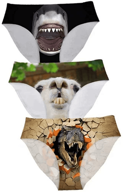 AFPANQZ Womens Underwear Mid Waist Brief Ladies Panties Seamless Breathable Lingerie 3 Pack plus Size Apparel & Accessories > Clothing > Underwear & Socks > Underwear AFPANQZ Shark Llama Dino Small 