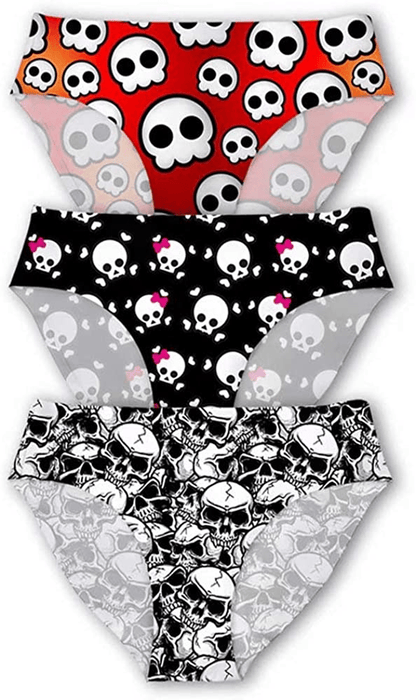 AFPANQZ Womens Underwear Mid Waist Brief Ladies Panties Seamless Breathable Lingerie 3 Pack plus Size Apparel & Accessories > Clothing > Underwear & Socks > Underwear AFPANQZ Skull Cute Medium 