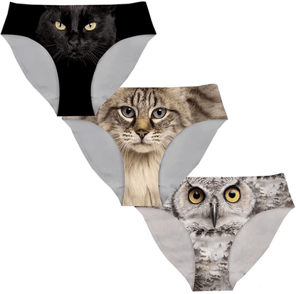 AFPANQZ Womens Underwear Mid Waist Brief Ladies Panties Seamless Breathable Lingerie 3 Pack plus Size Apparel & Accessories > Clothing > Underwear & Socks > Underwear AFPANQZ Cat Large 
