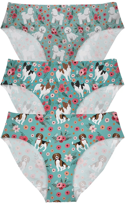 AFPANQZ Womens Underwear Mid Waist Brief Ladies Panties Seamless Breathable Lingerie 3 Pack plus Size Apparel & Accessories > Clothing > Underwear & Socks > Underwear AFPANQZ Dogs Small 