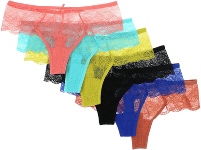 Agdoizry 6 Pack Women'S Hipster Lace Trim Boyshort Underwear Panties Sheer plus Size Apparel & Accessories > Clothing > Underwear & Socks > Underwear Agdoizry Multicolor-22 Medium 