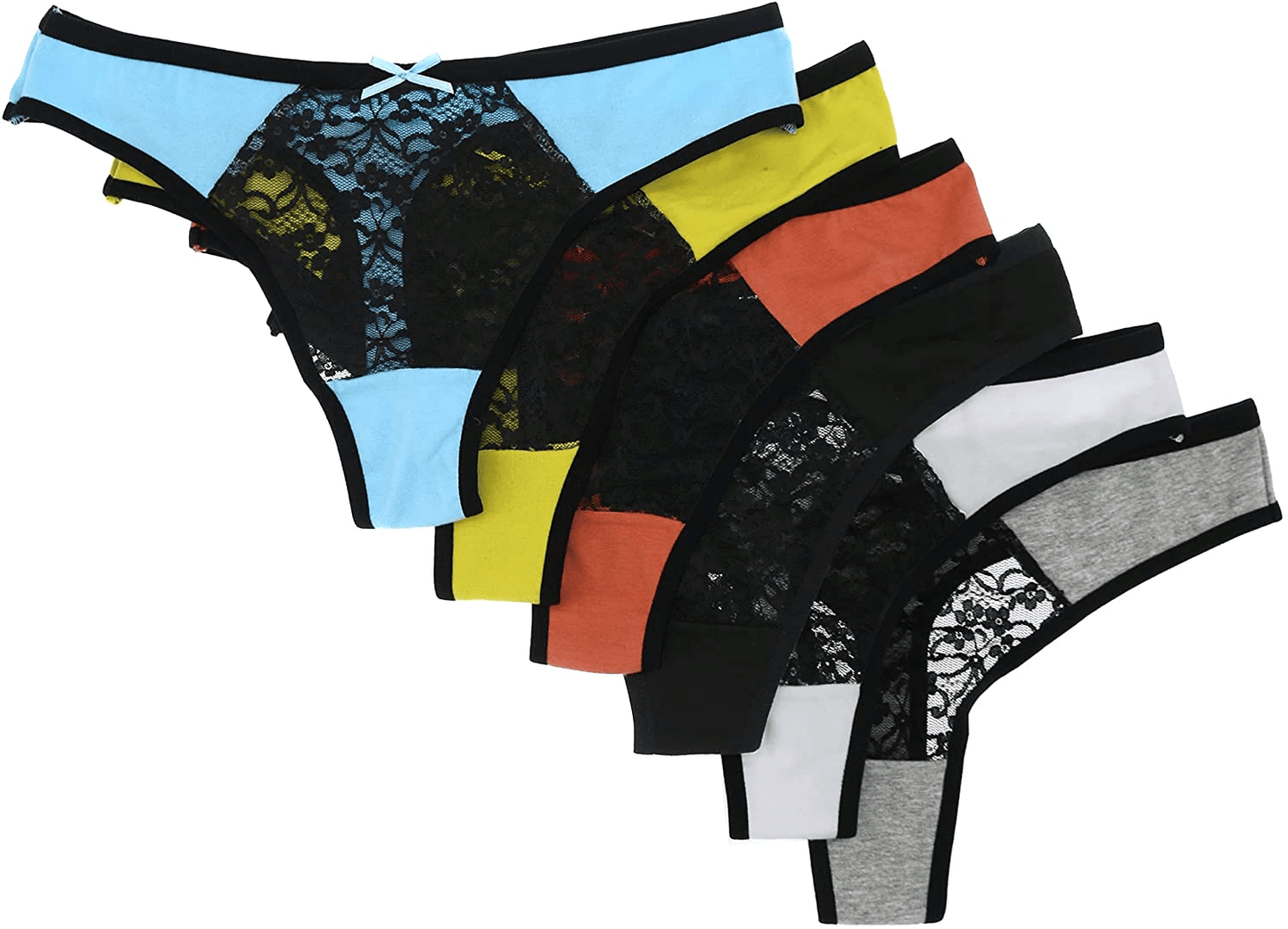 Agdoizry 6 Pack Women'S Hipster Lace Trim Boyshort Underwear Panties Sheer plus Size Apparel & Accessories > Clothing > Underwear & Socks > Underwear Agdoizry Multicolor-3 Medium 
