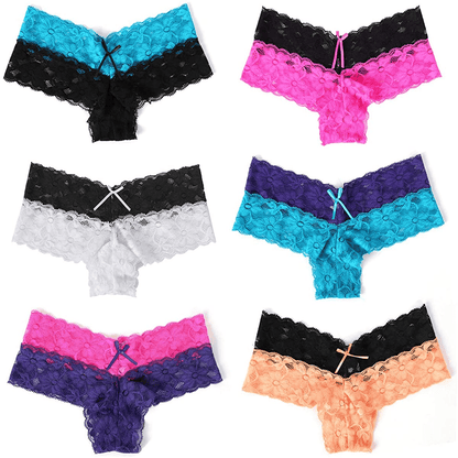 Agdoizry 6 Pack Women'S Hipster Lace Trim Boyshort Underwear Panties Sheer plus Size Apparel & Accessories > Clothing > Underwear & Socks > Underwear Agdoizry Multicolor-2 4X-Large 