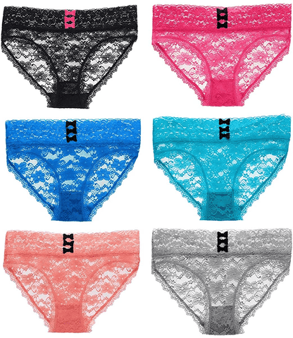 Agdoizry 6 Pack Women'S Hipster Lace Trim Boyshort Underwear Panties Sheer plus Size Apparel & Accessories > Clothing > Underwear & Socks > Underwear Agdoizry Multicolor-5 Small 