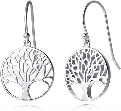 Agvana Sterling Silver Tree of Life Earrings Christmas Gifts for Women Family Tree Dangle Drop Earrings Anniversary Jewelry Birthday Gifts for Women Girls Lady Wife Lover Grandma Her, Diameter 0.6” Apparel & Accessories > Jewelry > Earrings AGVANA   