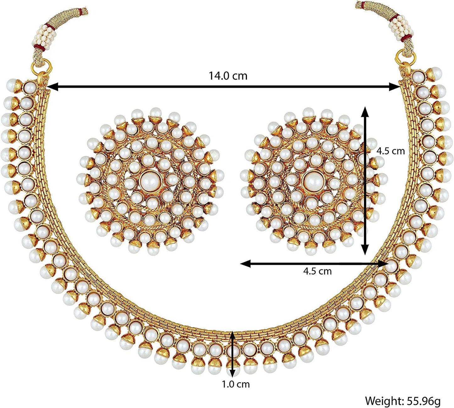 Aheli Bollywood Fashion Faux Stone Wedding Necklace Big Earrings Indian Traditional Ethnic Stylish Wedding Wear Jewelry Set Gift for Women Girls (Pink)