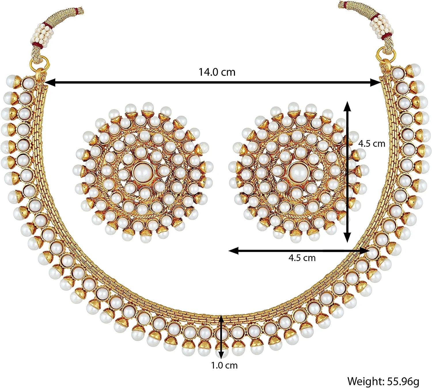 Aheli Bollywood Fashion Faux Stone Wedding Necklace Big Earrings Indian Traditional Ethnic Stylish Wedding Wear Jewelry Set Gift for Women Girls (Pink)