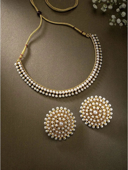 Aheli Bollywood Fashion Faux Stone Wedding Necklace Big Earrings Indian Traditional Ethnic Stylish Wedding Wear Jewelry Set Gift for Women Girls (Pink)