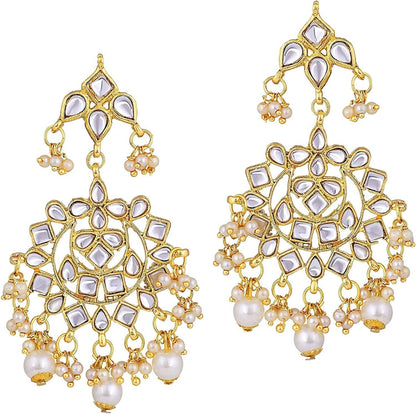 Aheli Elegant Indian Faux Kundan Studded Choker Necklace with Maang Tikka Earrings Set Ethnic Wedding Festive Wear Fashion Jewelry Gift for Women & Girls